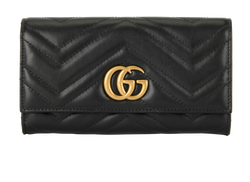 Gucci GG Marmont Continental Wallet, Leather, Black, 2067, DB, 2*